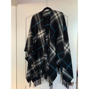 Burberry Blue Check Wool Cape